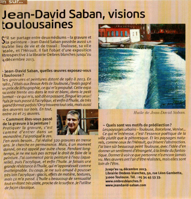 Jean-David Saban, visions toulousaines