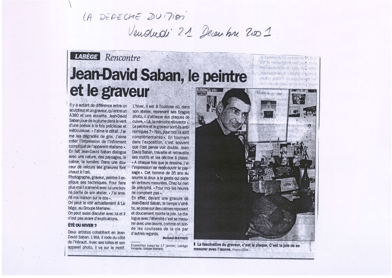 Jean-David Saban, le peintre et le graveur