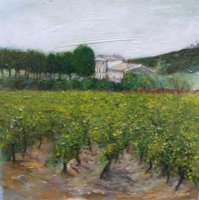 Vignes dans l'Hérault - Acrylique sur papier - 30x30