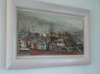 Vue de Barcelone - Acrylique sur bois - 2003 (50x100)